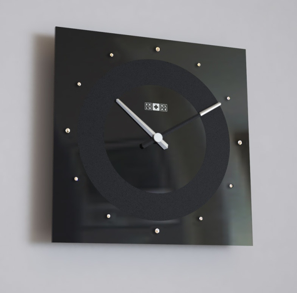 SKLO+GLAS Wall Clock - VN Crystal Black
